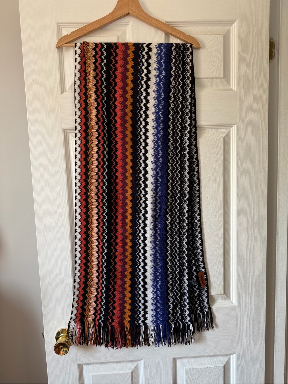 Authentic Missoni Fall Colourway Chevron Knit Wool Scarf